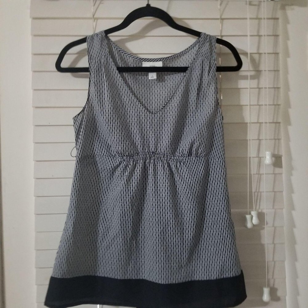 LOFT Black and White Striped Blouse